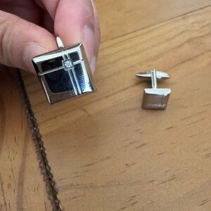 Silver Square Cross Accent Cufflinks - Men Accessories